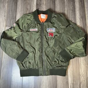 Ashley MA-1 Bomber Jacket Men’s Large Olive Green Daytona Beach Moto 79